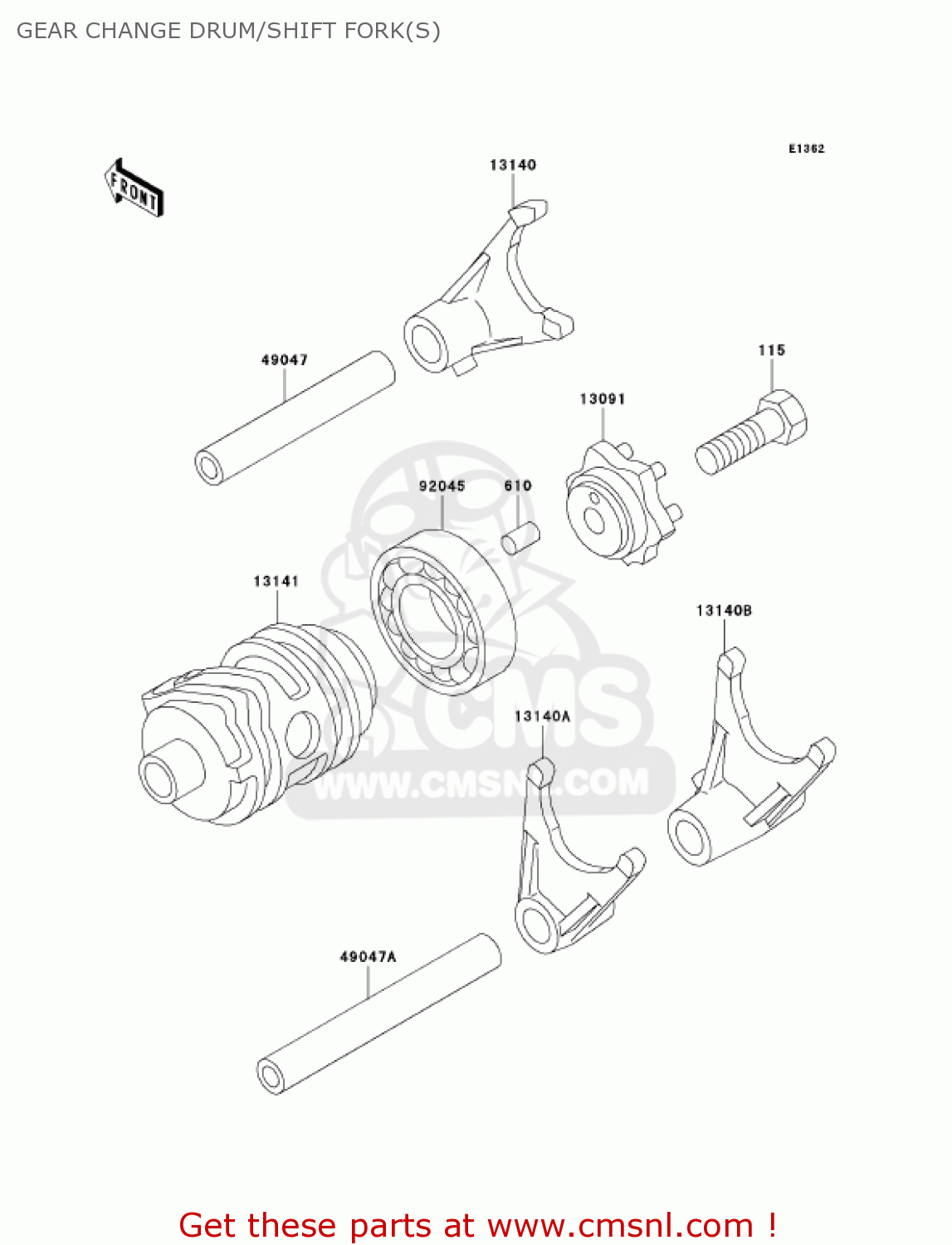 GEAR CHANGE DRUM/SHIFT FORK(S) KX85-A2 KX85 2002 USA CANADA