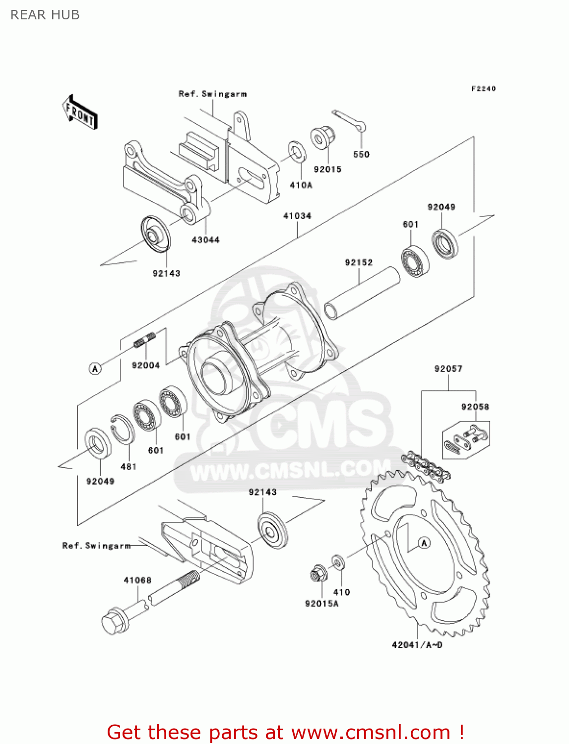 REAR HUB KX85-A4 KX85 2004 USA CANADA