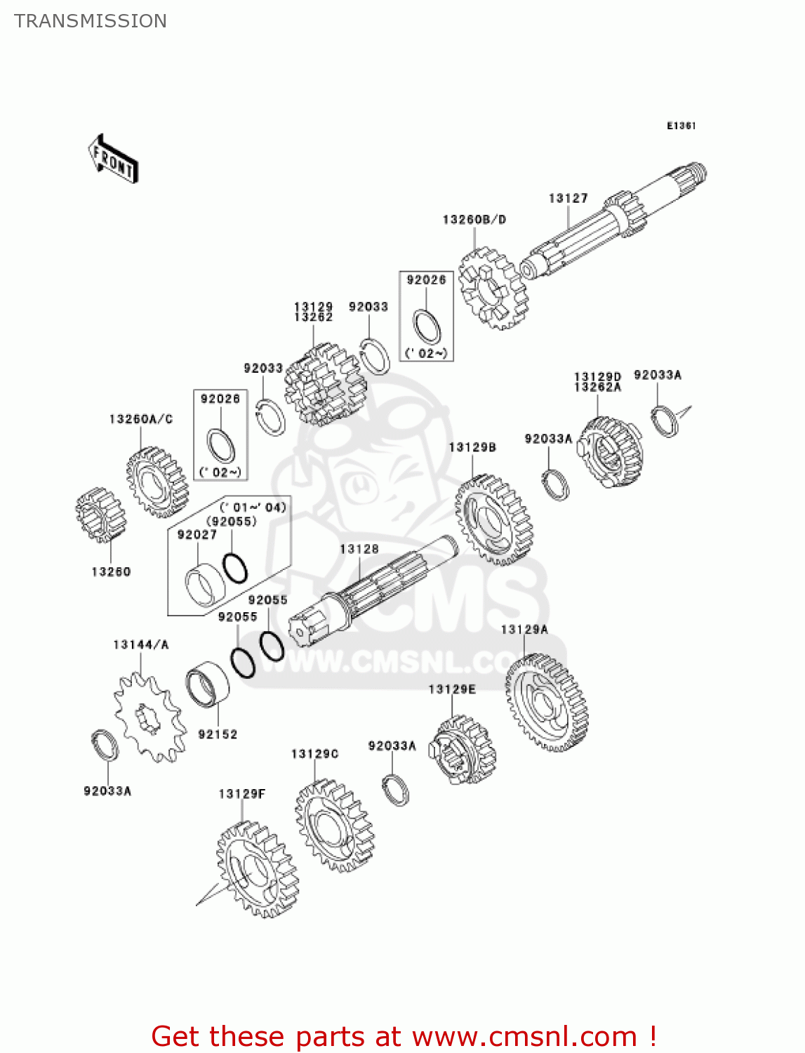 TRANSMISSION KX85-A4 KX85 2004 USA CANADA
