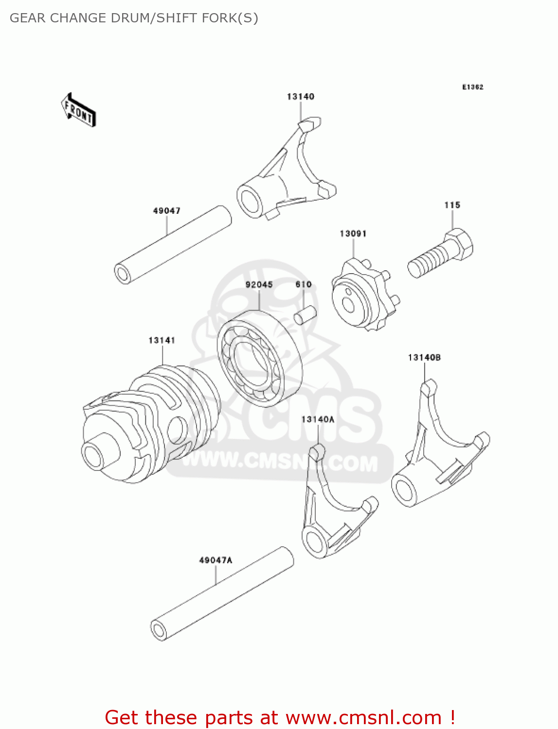 GEAR CHANGE DRUM/SHIFT FORK(S) KX85-A4 KX85 2004 USA CANADA