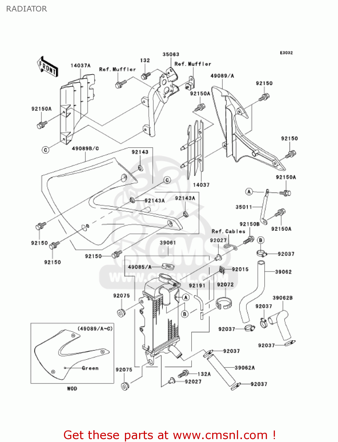 RADIATOR KX85-A4 KX85 2004 USA CANADA