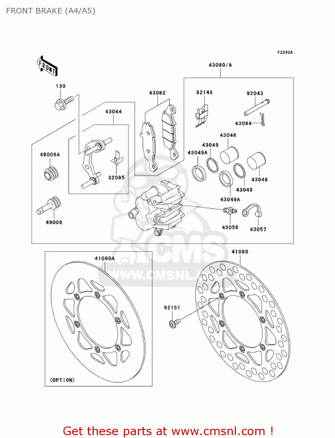 FRONT BRAKE (A4/A5) KX85-A5 KX85 2005 USA CANADA