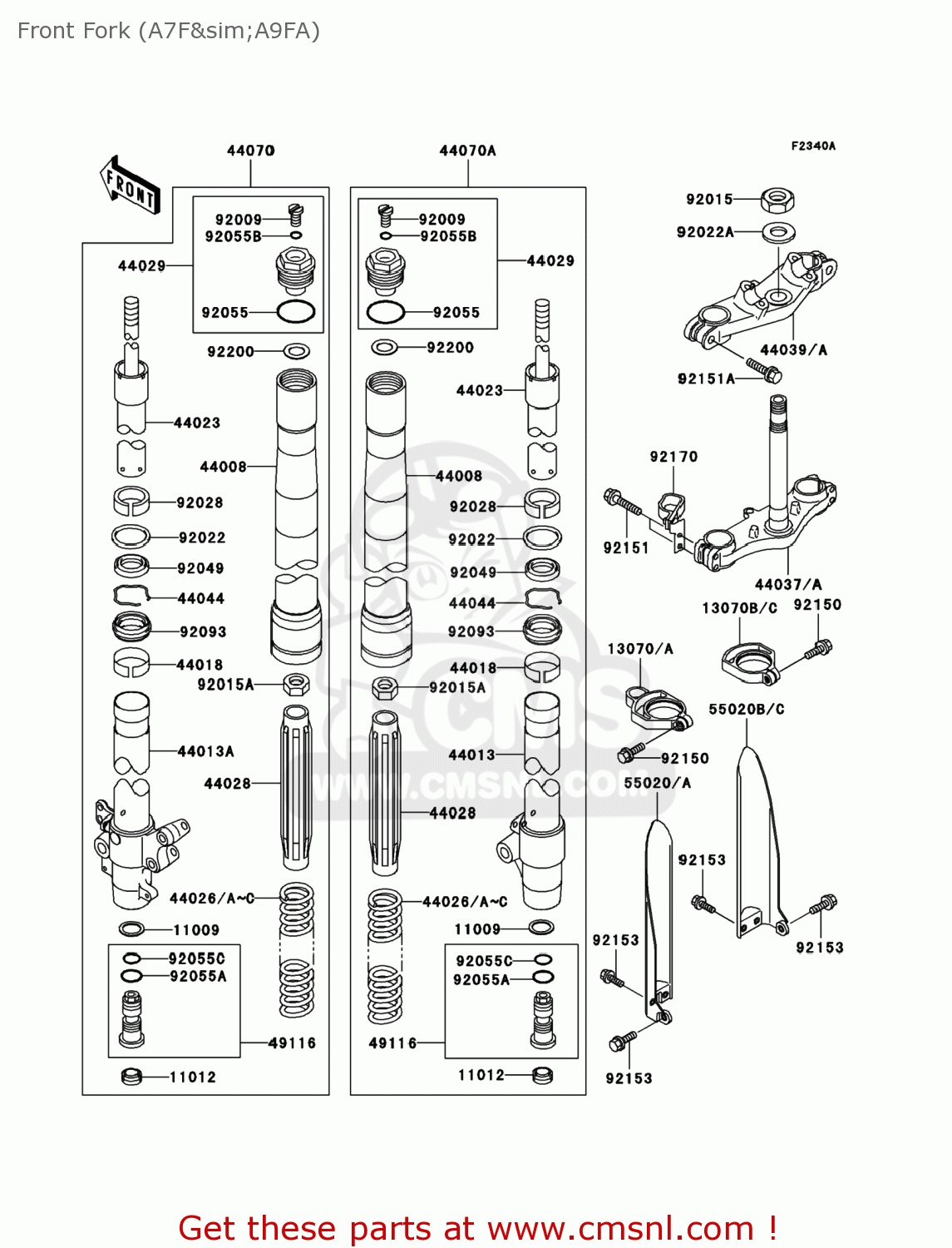 Kawasaki KX85A9F 2009 USA Front Fork (A7F∼A9FA) buy original Front