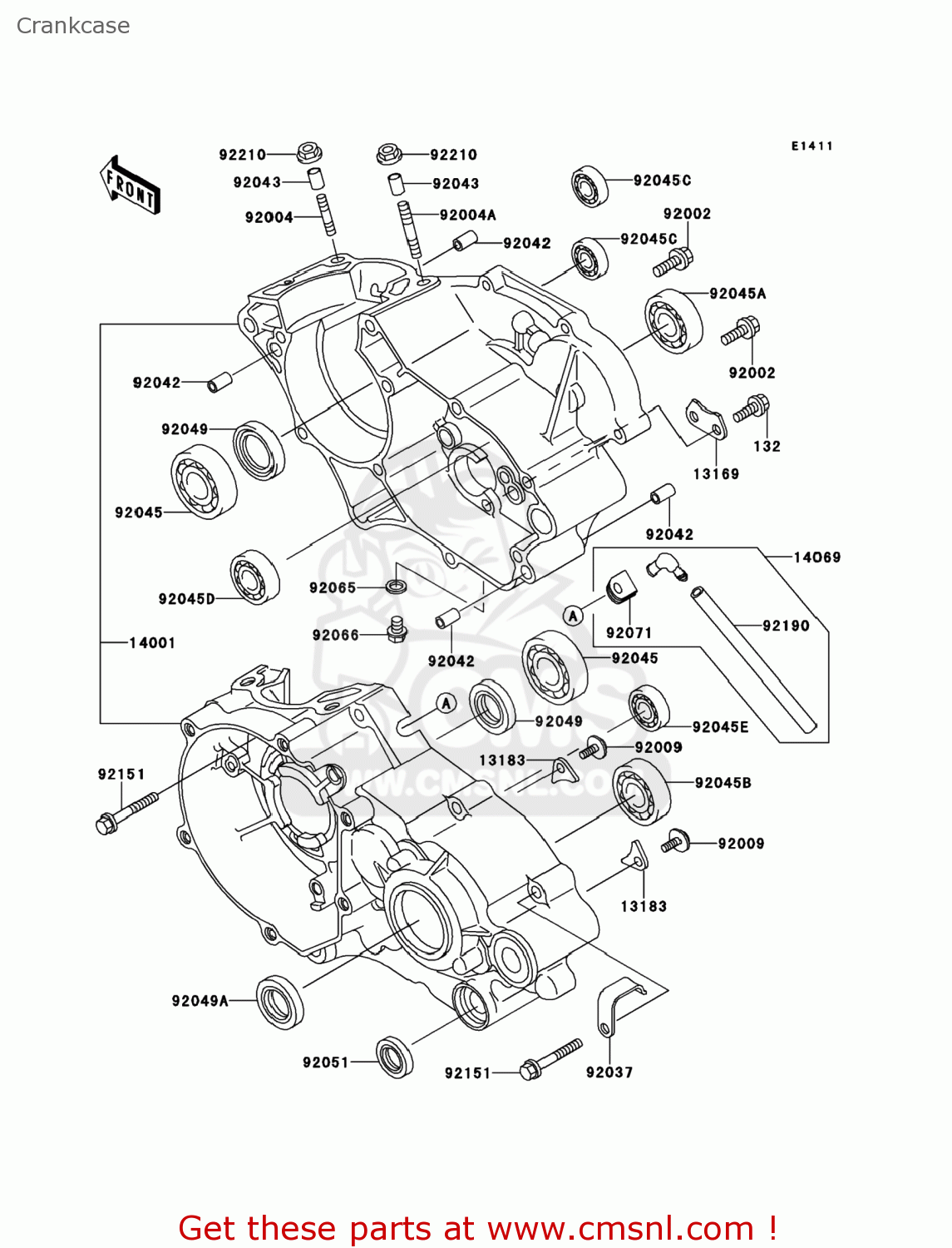 Kawasaki KX85-AAF 2010 USA Crankcase - buy original Crankcase spares online