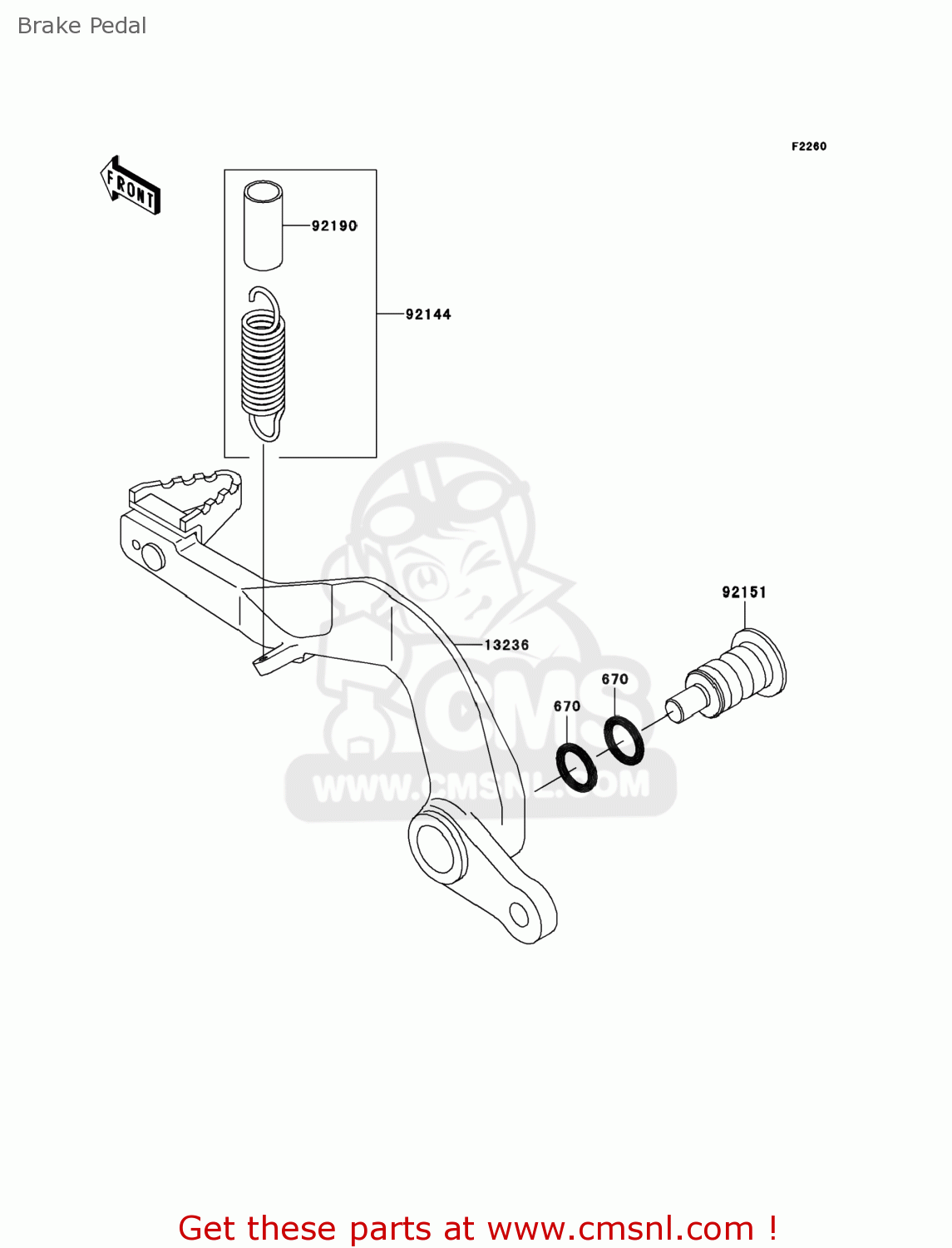 Kawasaki KX85CEF 2014 USA Brake Pedal buy original Brake Pedal