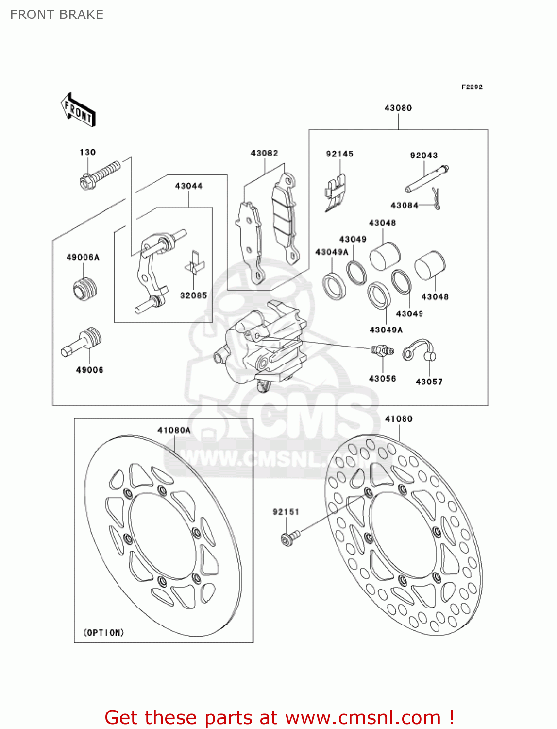 FRONT BRAKE KX85A6F KX85 2006 USA CANADA