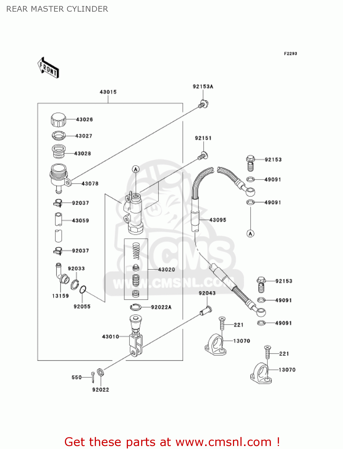 REAR MASTER CYLINDER KX85A6F KX85 2006 USA CANADA