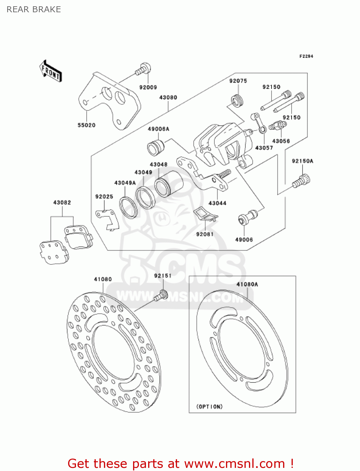 REAR BRAKE KX85A6F KX85 2006 USA CANADA