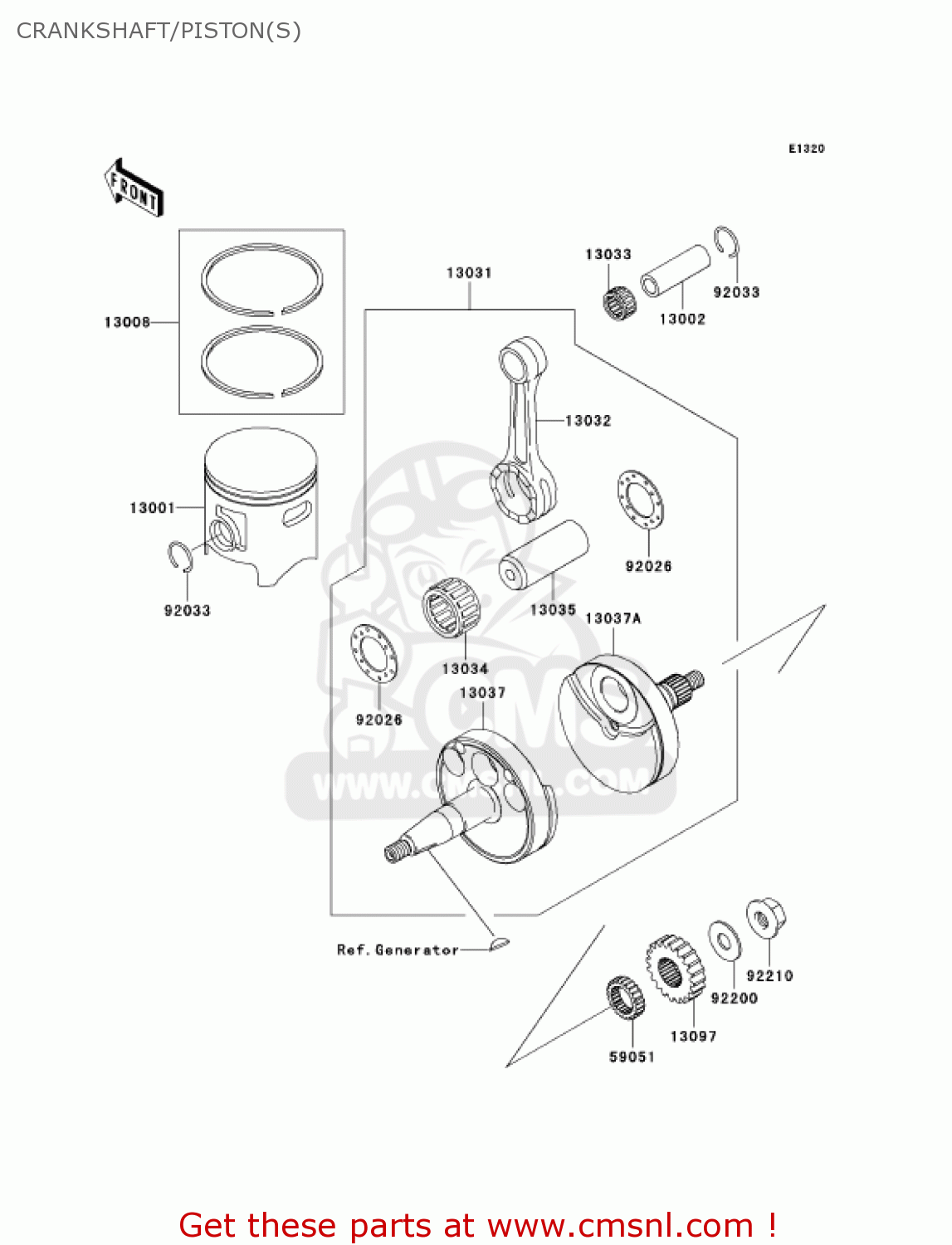 CRANKSHAFT/PISTON(S) KX85A6F KX85 2006 USA CANADA