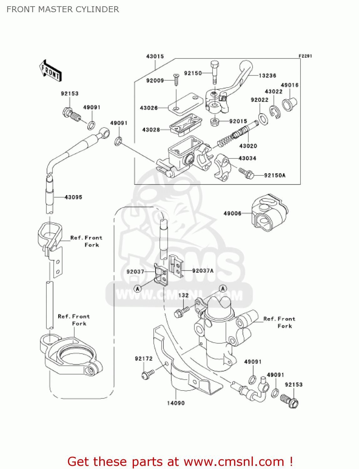 FRONT MASTER CYLINDER KX85A7F KX85 2007 USA CANADA