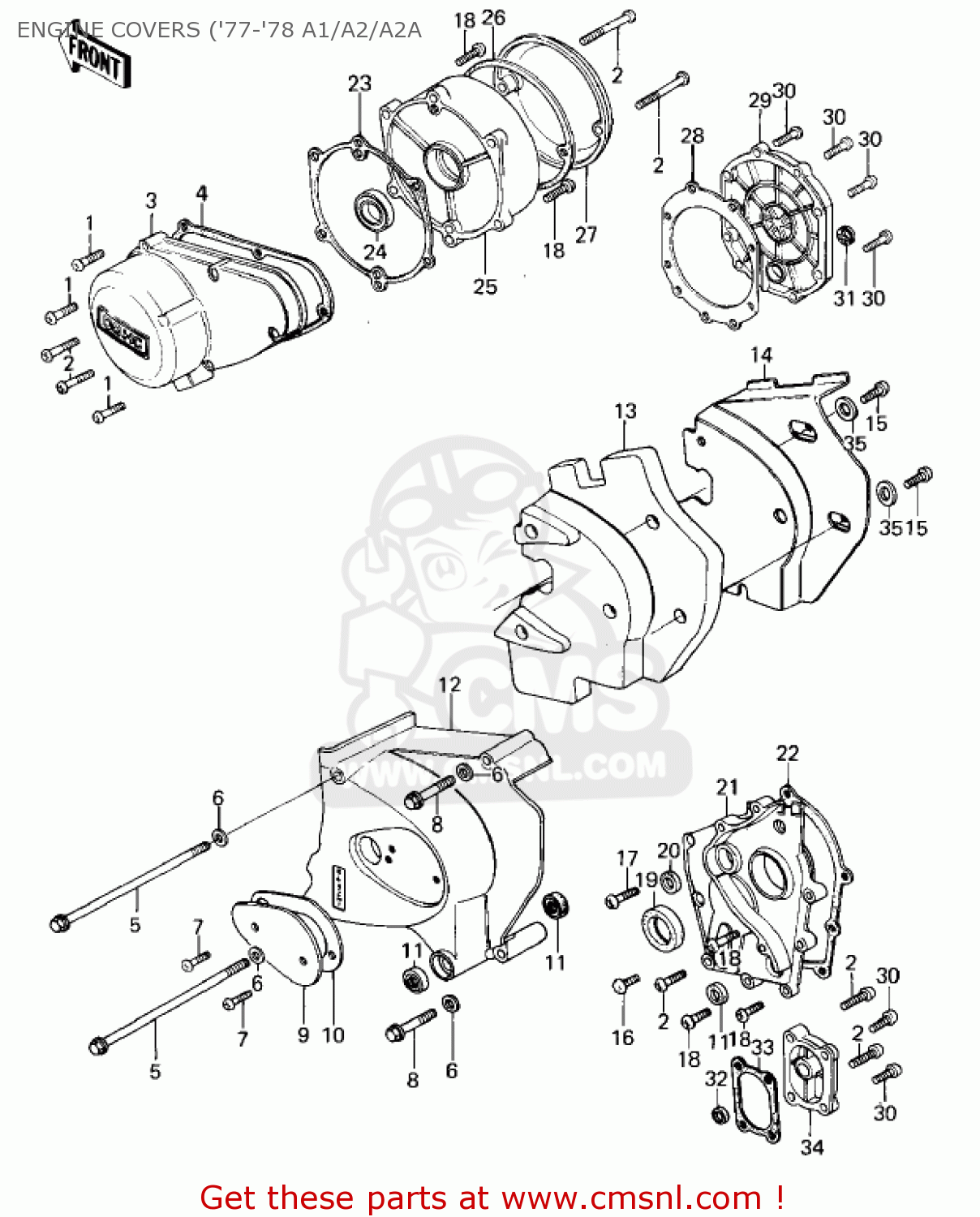 ENGINE COVERS ('77-'78 A1/A2/A2A KZ1000A1 1977 CANADA