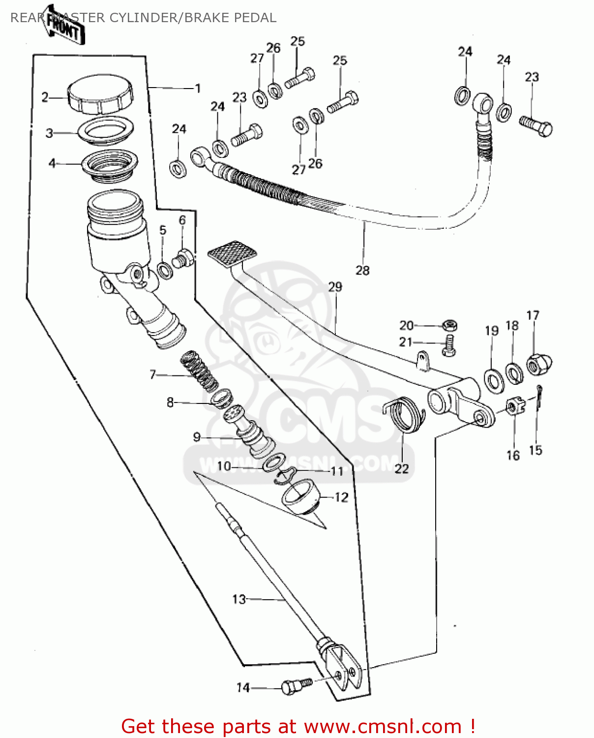 REAR MASTER CYLINDER/BRAKE PEDAL KZ1000A1 1977 CANADA