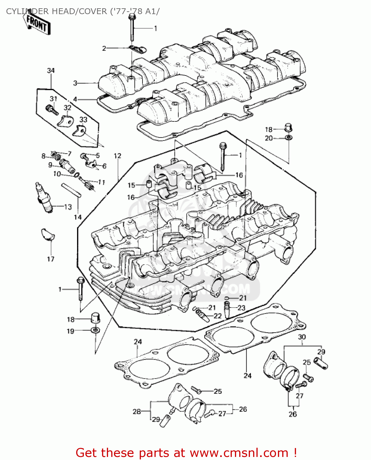 CYLINDER HEAD/COVER ('77-'78 A1/ KZ1000A1 1977 CANADA