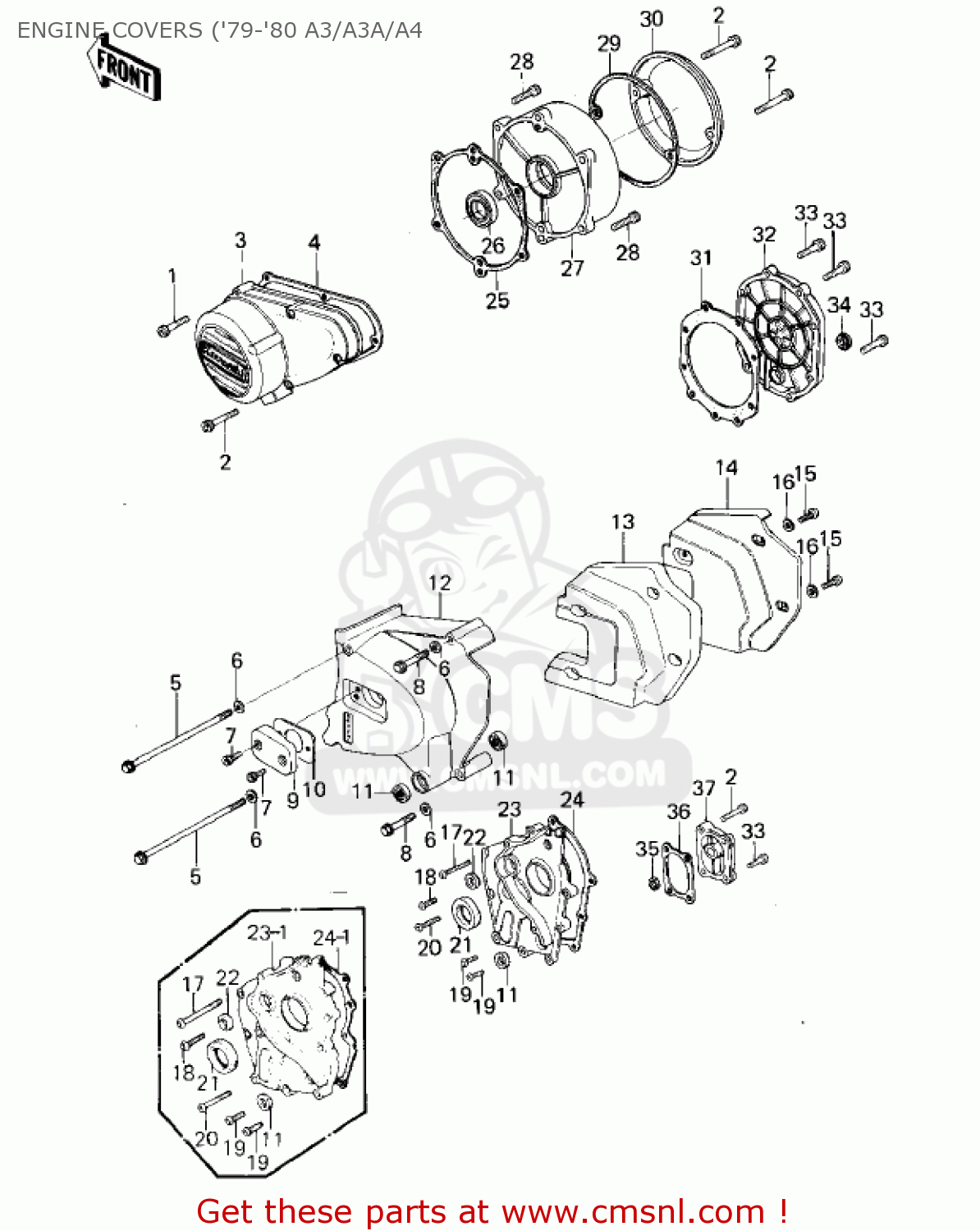 ENGINE COVERS ('79-'80 A3/A3A/A4 KZ1000A1 1977 CANADA