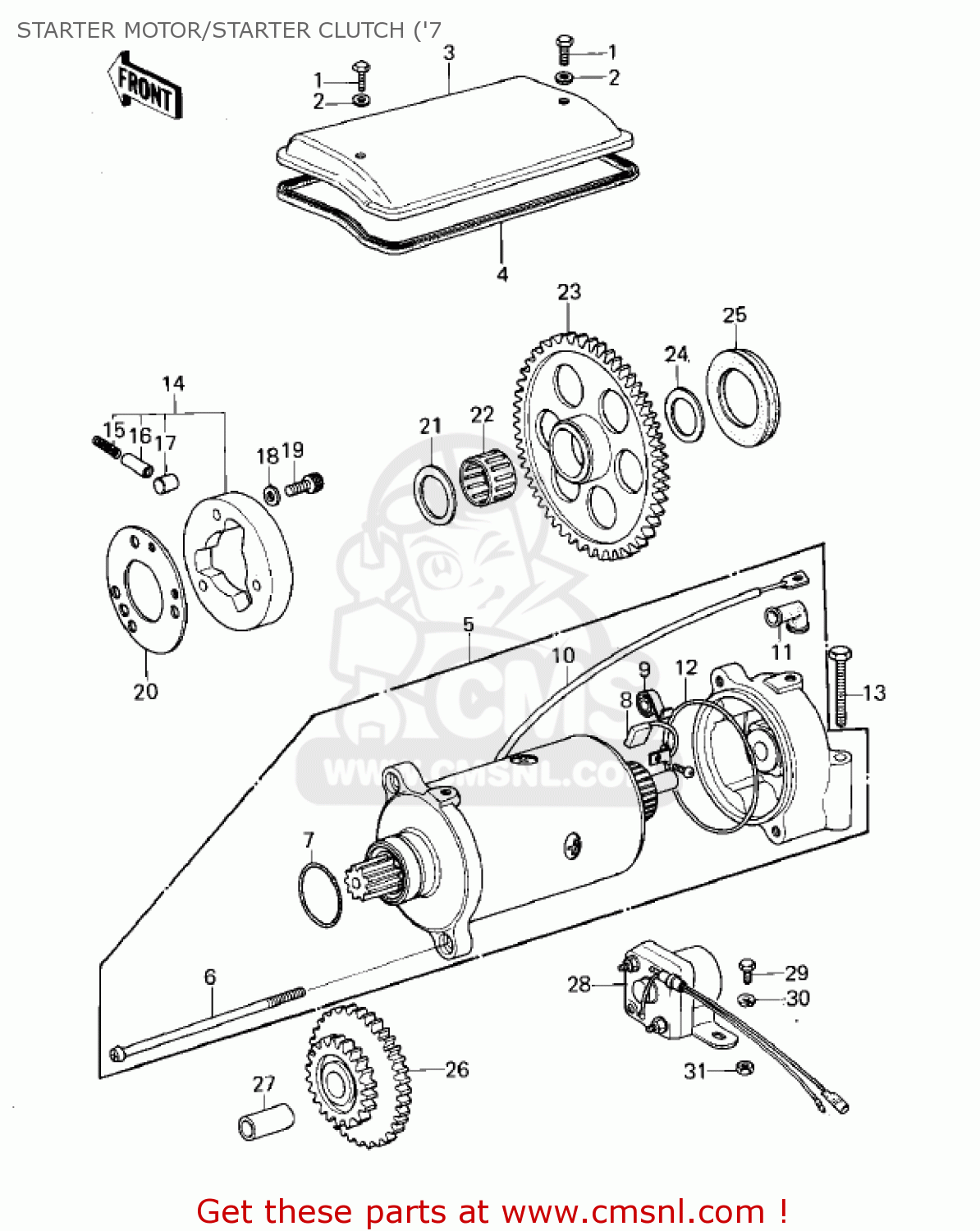 STARTER MOTOR/STARTER CLUTCH ('7 KZ1000A1 1977 CANADA