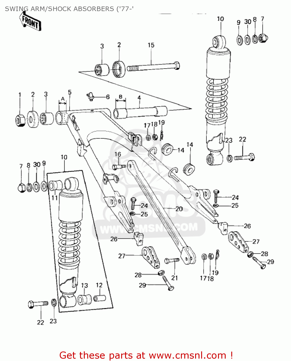 SWING ARM/SHOCK ABSORBERS ('77-' KZ1000A1 1977 CANADA