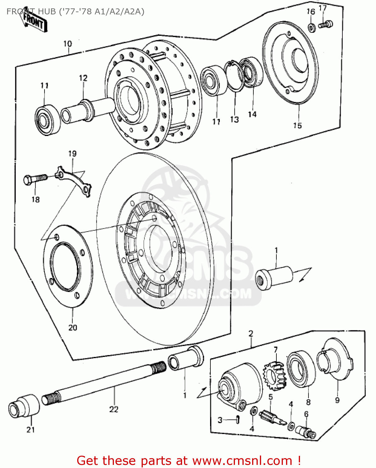 FRONT HUB ('77-'78 A1/A2/A2A) KZ1000A1 1977 CANADA