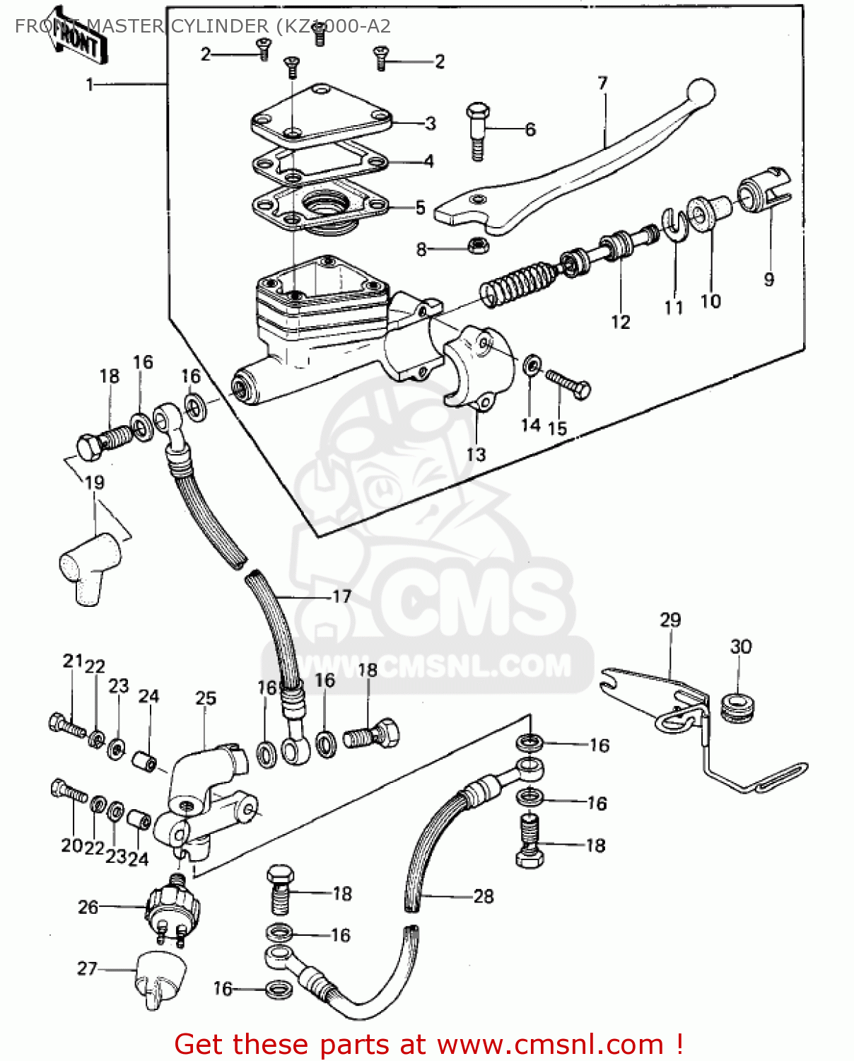 FRONT MASTER CYLINDER (KZ1000-A2 KZ1000A2 KZ1000 1978 CANADA