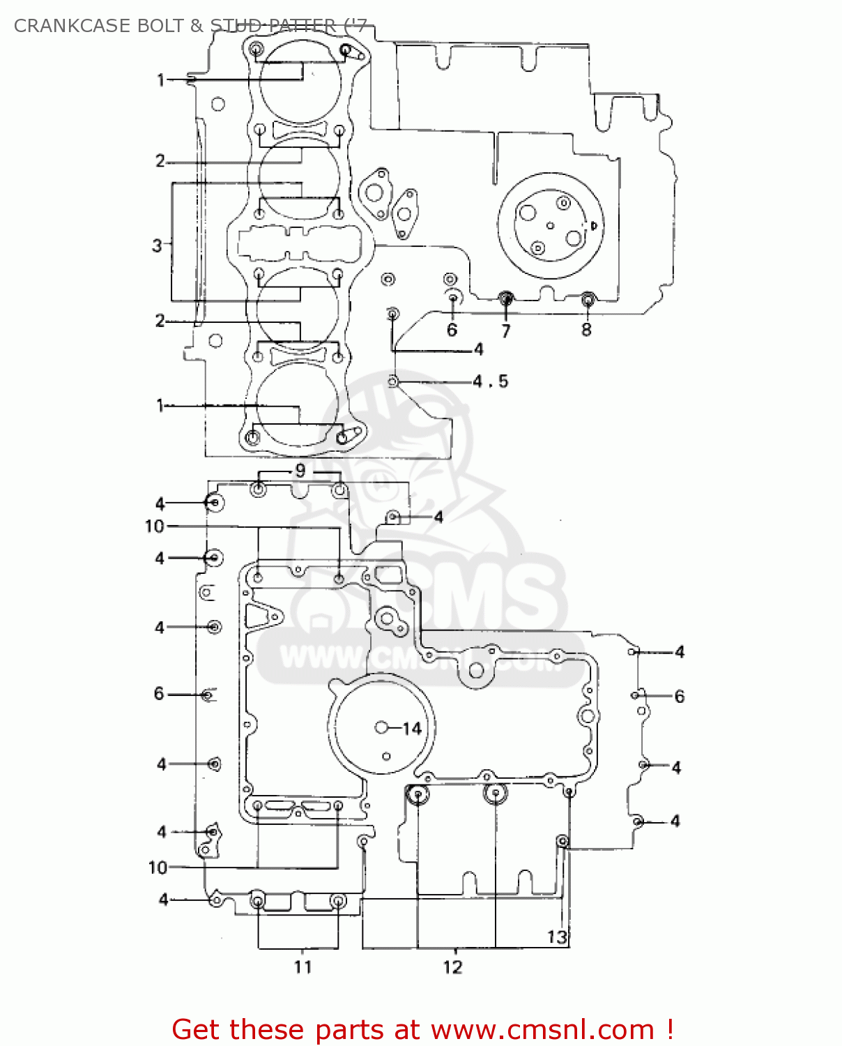 CRANKCASE BOLT & STUD PATTER ('7 KZ1000A2 KZ1000 1978 CANADA
