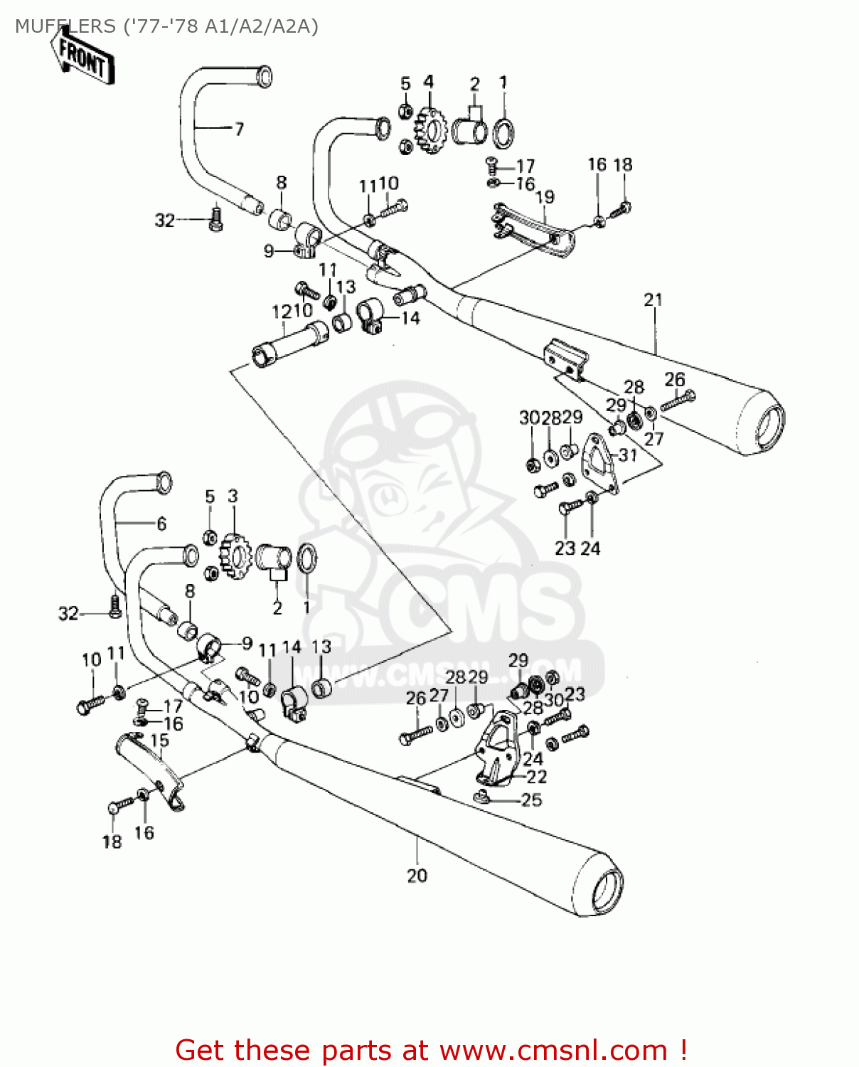 MUFFLERS ('77-'78 A1/A2/A2A) KZ1000A2 KZ1000 1978 CANADA