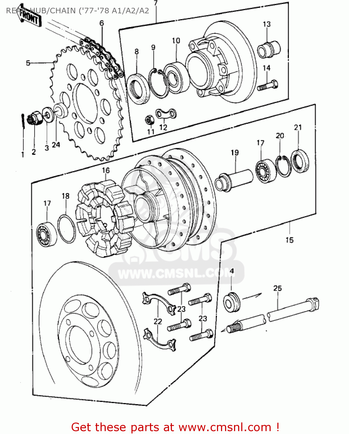 REAR HUB/CHAIN ('77-'78 A1/A2/A2 KZ1000A2 KZ1000 1978 CANADA