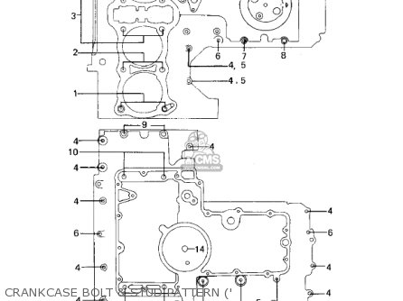 CRANKCASE BOLT & STUD PATTERN (' - KZ1000A2 KZ1000 1978 CANADA