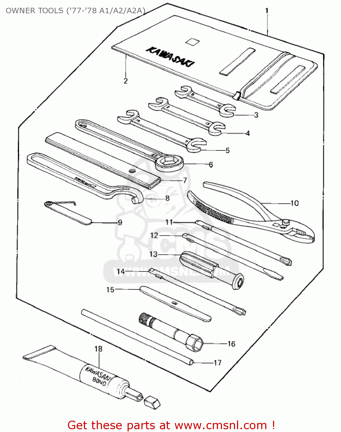 Kawasaki KZ1000A2A KZ1000 1978 CANADA OWNER TOOLS ('77-'78 A1/A2/A2A) - buy original OWNER TOOLS