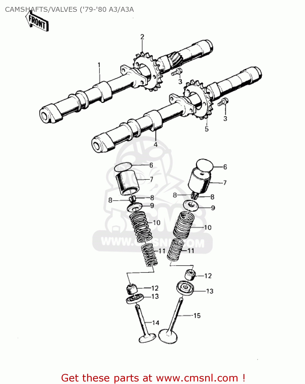 CAMSHAFTS/VALVES ('79-'80 A3/A3A KZ1000A2A KZ1000 1978 CANADA