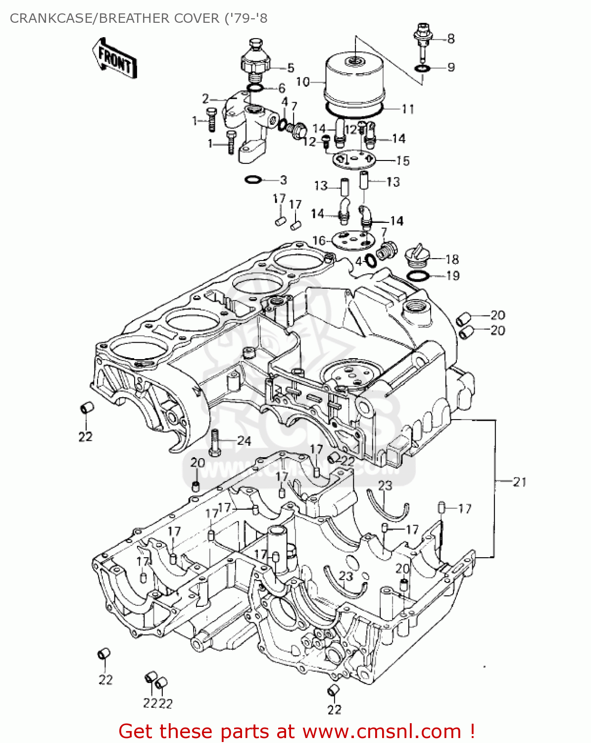 CRANKCASE/BREATHER COVER ('79-'8 KZ1000A2A KZ1000 1978 CANADA