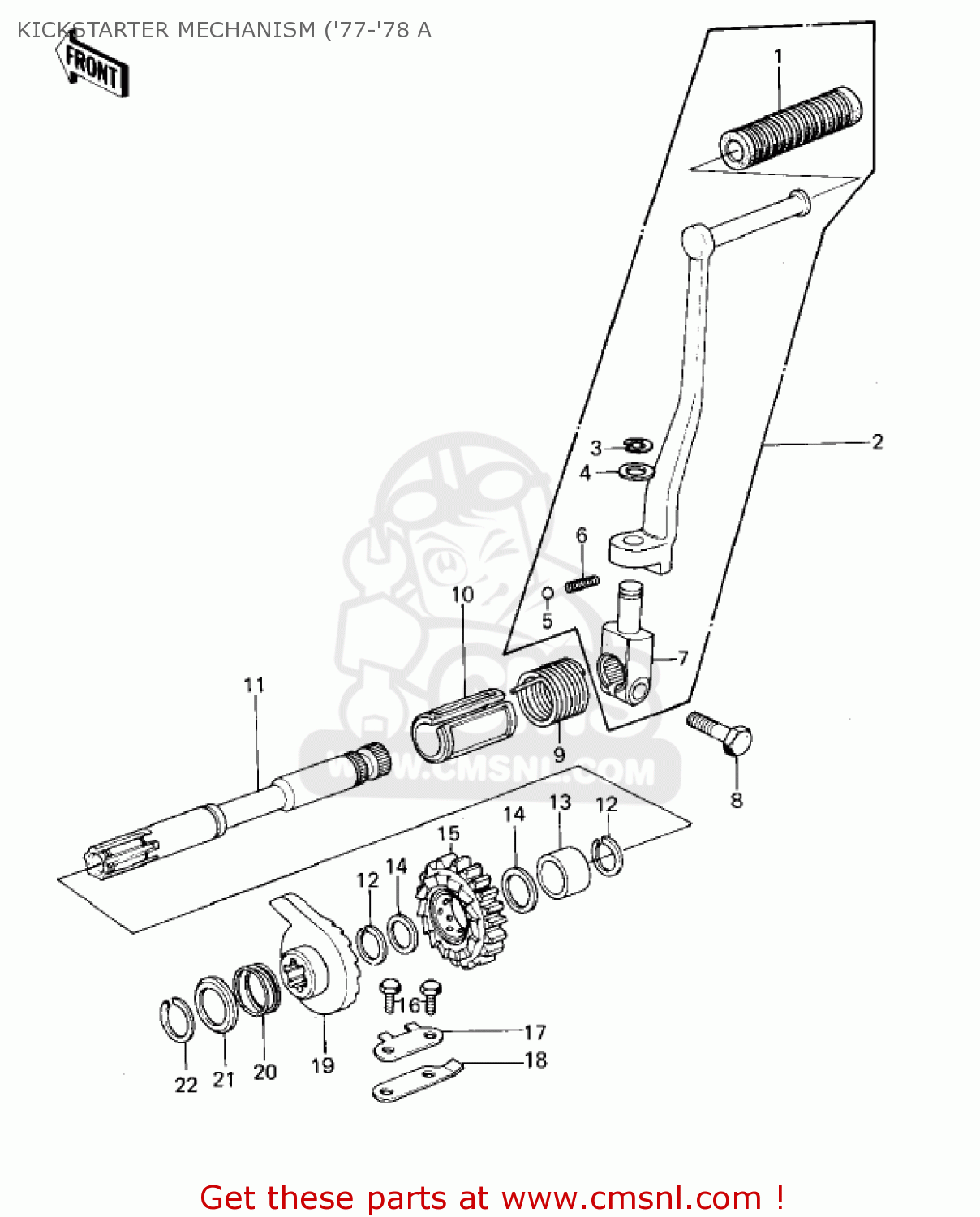KICKSTARTER MECHANISM ('77-'78 A KZ1000A2A KZ1000 1978 CANADA
