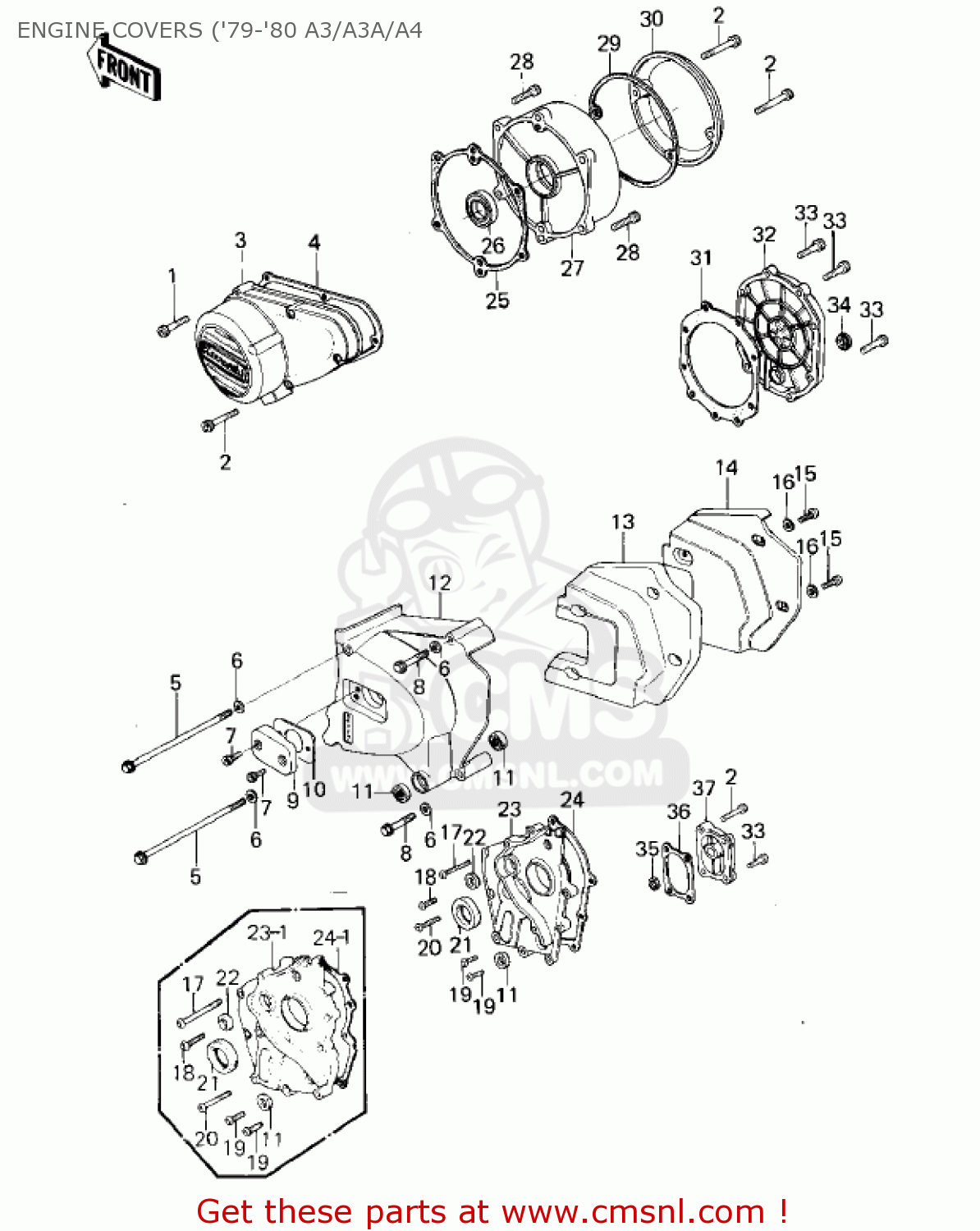 ENGINE COVERS ('79-'80 A3/A3A/A4 KZ1000A2A KZ1000 1978 CANADA