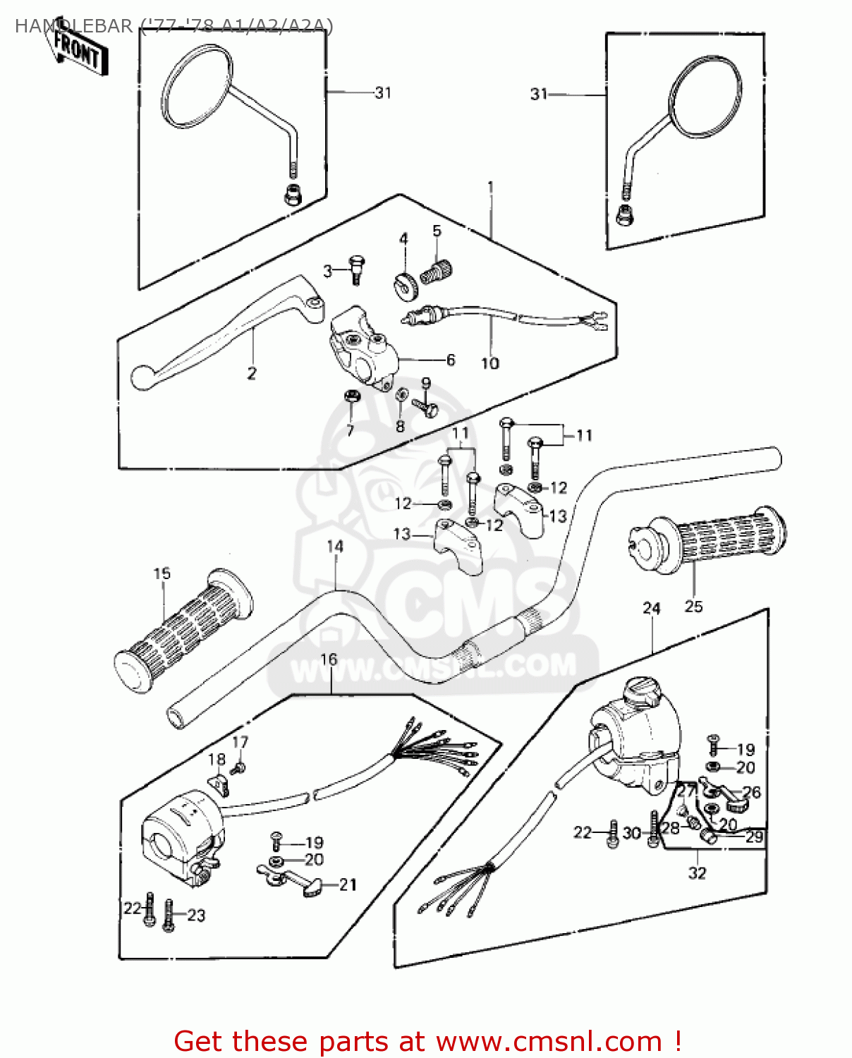 HANDLEBAR ('77-'78 A1/A2/A2A) KZ1000A2A KZ1000 1978 CANADA