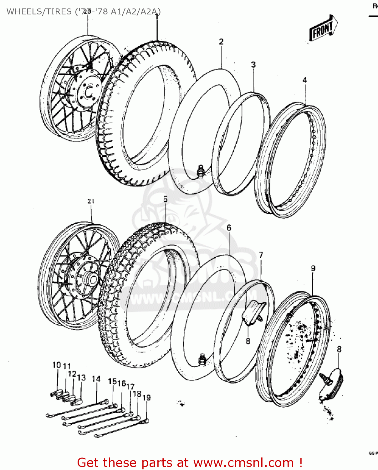 WHEELS/TIRES ('77-'78 A1/A2/A2A) KZ1000A2A KZ1000 1978 CANADA