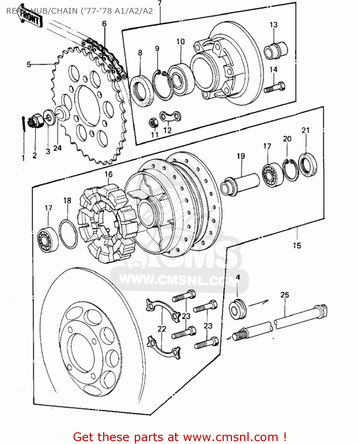 REAR HUB/CHAIN ('77-'78 A1/A2/A2 KZ1000A2A KZ1000 1978 CANADA