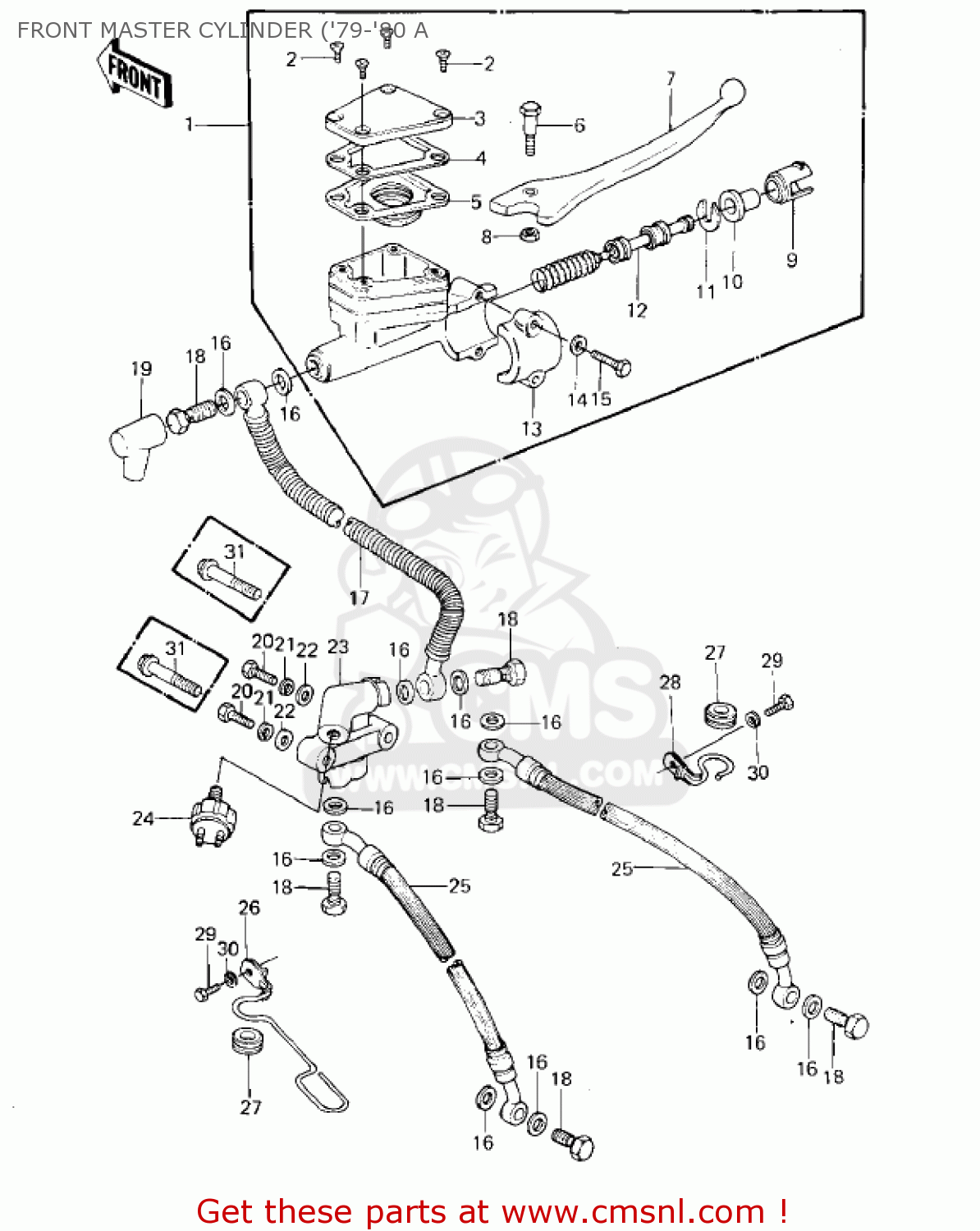 FRONT MASTER CYLINDER ('79-'80 A KZ1000A2A KZ1000 1978 CANADA