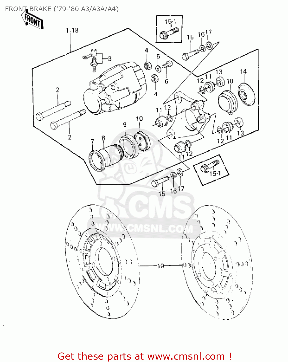 FRONT BRAKE ('79-'80 A3/A3A/A4) KZ1000A2A KZ1000 1978 CANADA