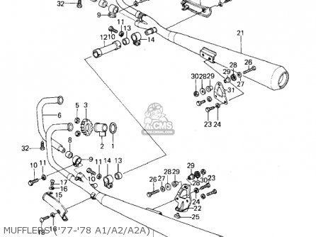 MUFFLERS ('77-'78 A1/A2/A2A) - KZ1000A2A KZ1000 1978 CANADA