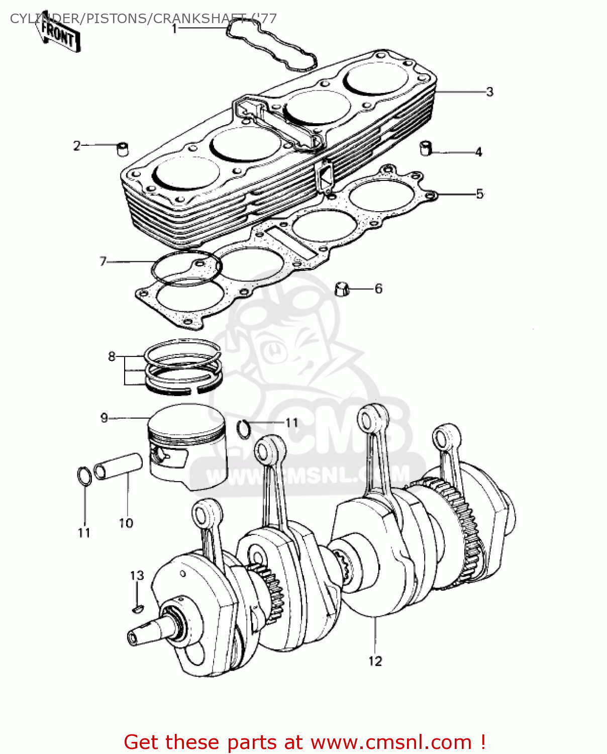 CYLINDER/PISTONS/CRANKSHAFT ('77 KZ1000A3 KZ1000 1979 CANADA