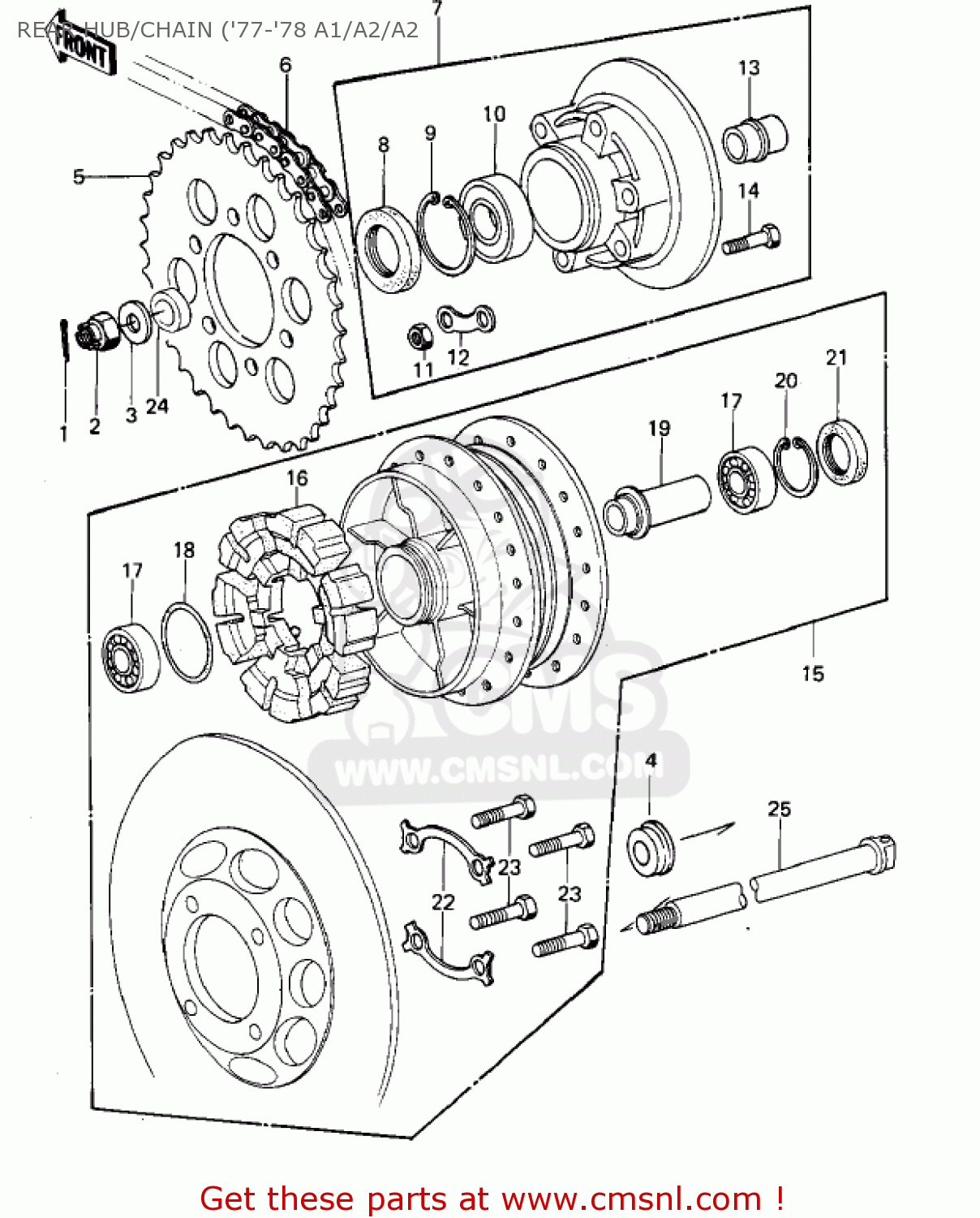 REAR HUB/CHAIN ('77-'78 A1/A2/A2 KZ1000A3 KZ1000 1979 CANADA