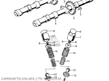 CAMSHAFTS/VALVES ('79-'80 A3/A3A - KZ1000A3 KZ1000 1979 CANADA