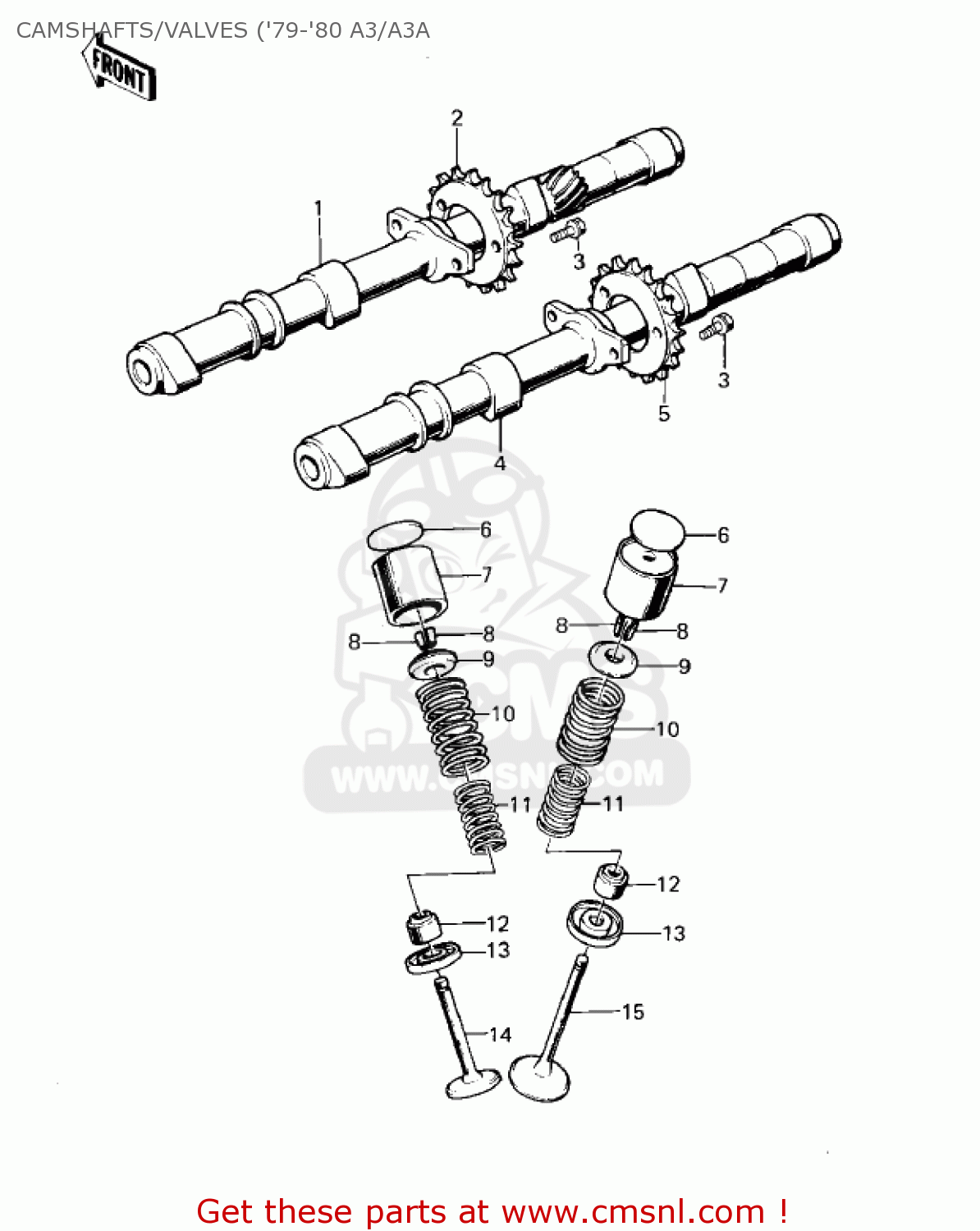 CAMSHAFTS/VALVES ('79-'80 A3/A3A KZ1000A3A KZ1000 1979 CANADA
