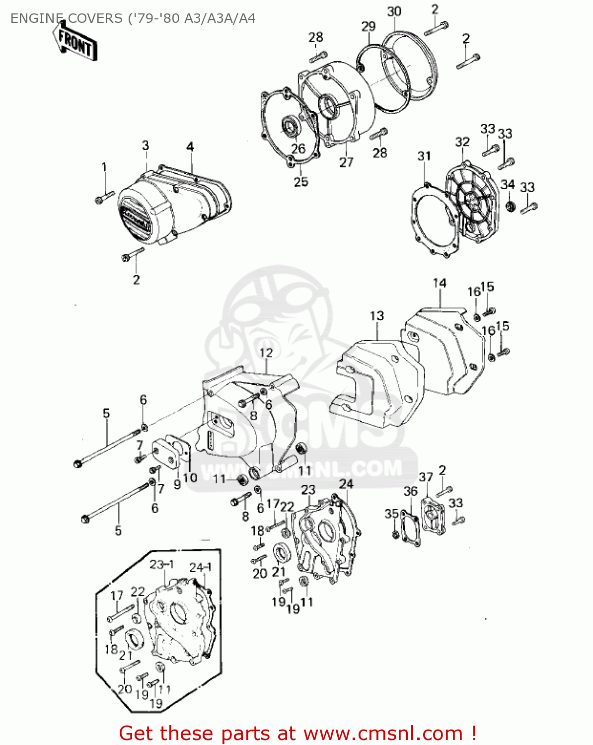 ENGINE COVERS ('79-'80 A3/A3A/A4 KZ1000A3A KZ1000 1979 CANADA