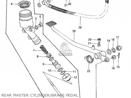 REAR MASTER CYLINDER/BRAKE PEDAL - KZ1000A3A KZ1000 1979 CANADA