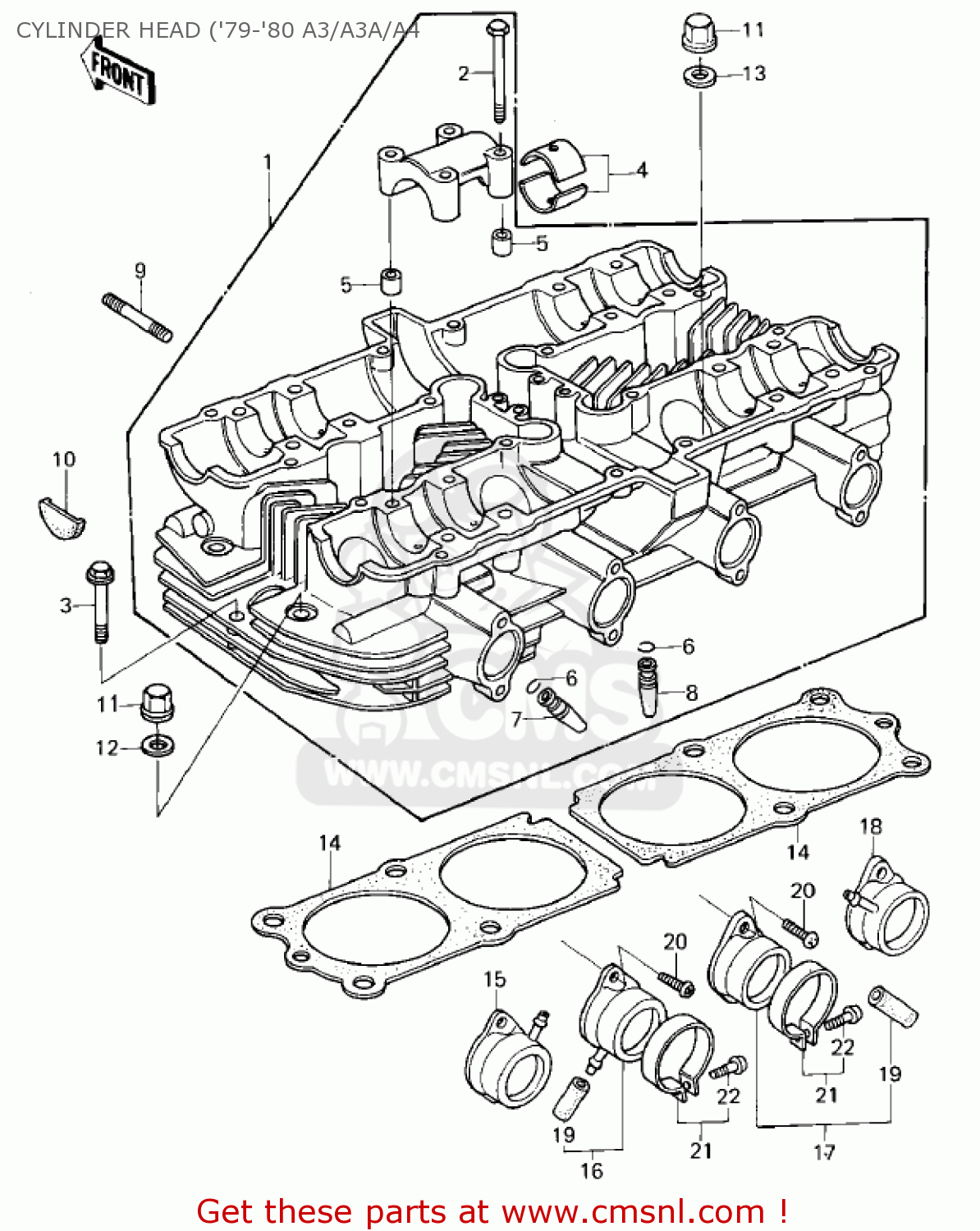 CYLINDER HEAD ('79-'80 A3/A3A/A4 KZ1000A4 KZ1000 1980 CANADA