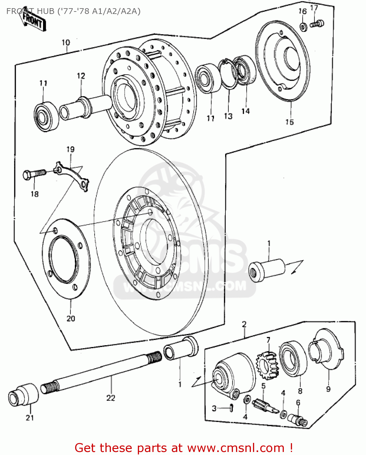 FRONT HUB ('77-'78 A1/A2/A2A) KZ1000A4 KZ1000 1980 CANADA