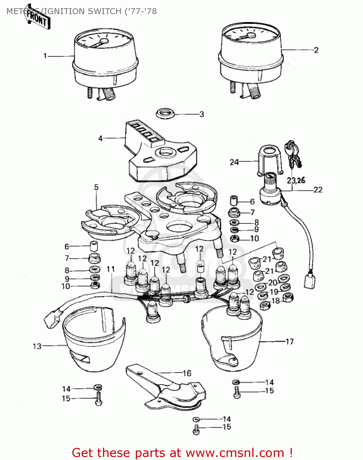 METERS/IGNITION SWITCH ('77-'78 KZ1000A4 KZ1000 1980 CANADA