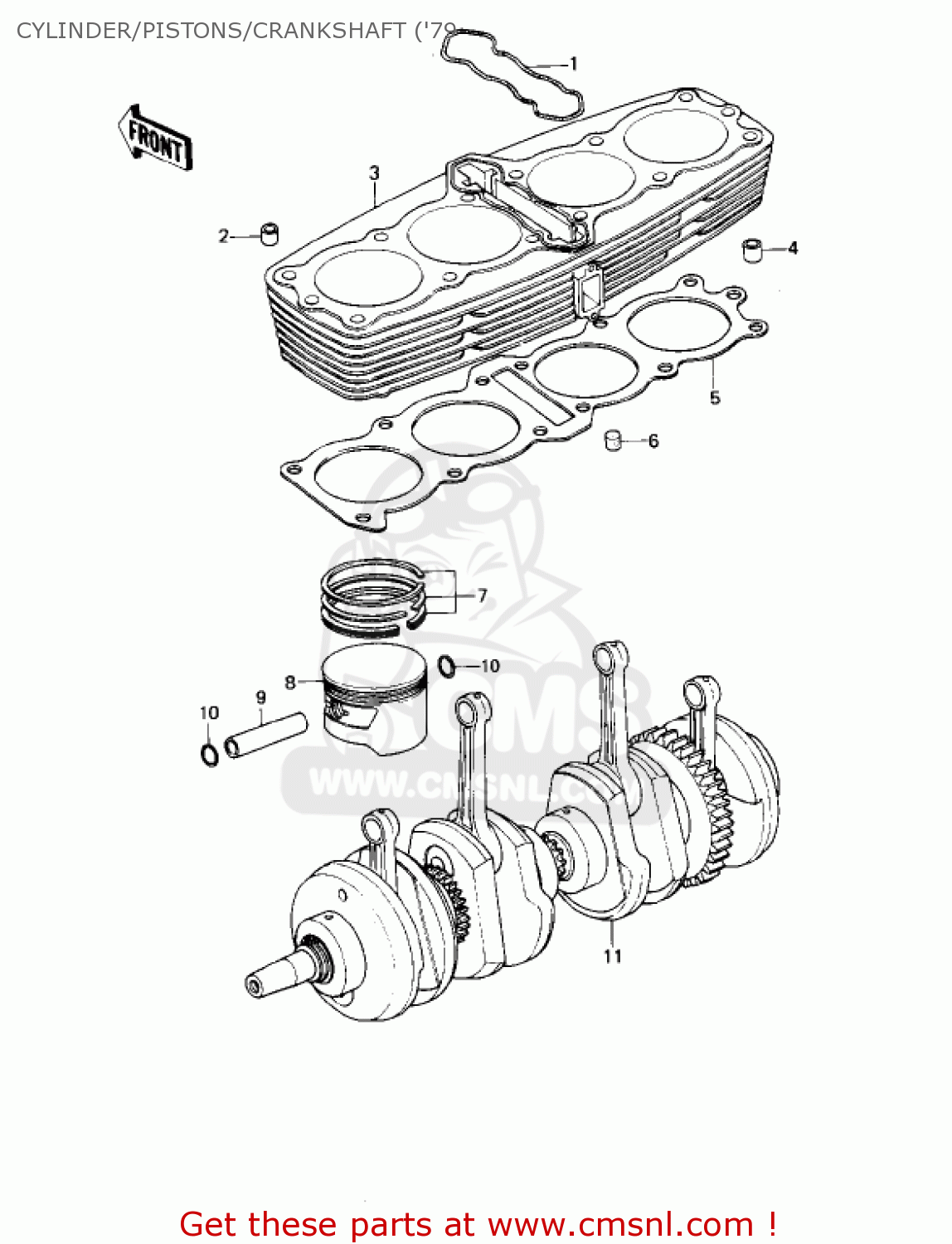 CYLINDER/PISTONS/CRANKSHAFT ('79 KZ1000B1 KZ1000 LTD 1977 USA CANADA