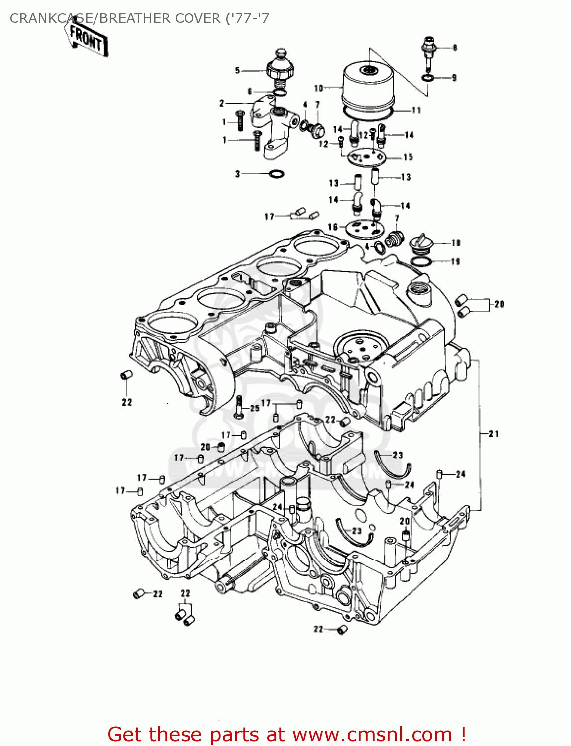 CRANKCASE/BREATHER COVER ('77-'7 KZ1000B1 KZ1000 LTD 1977 USA CANADA