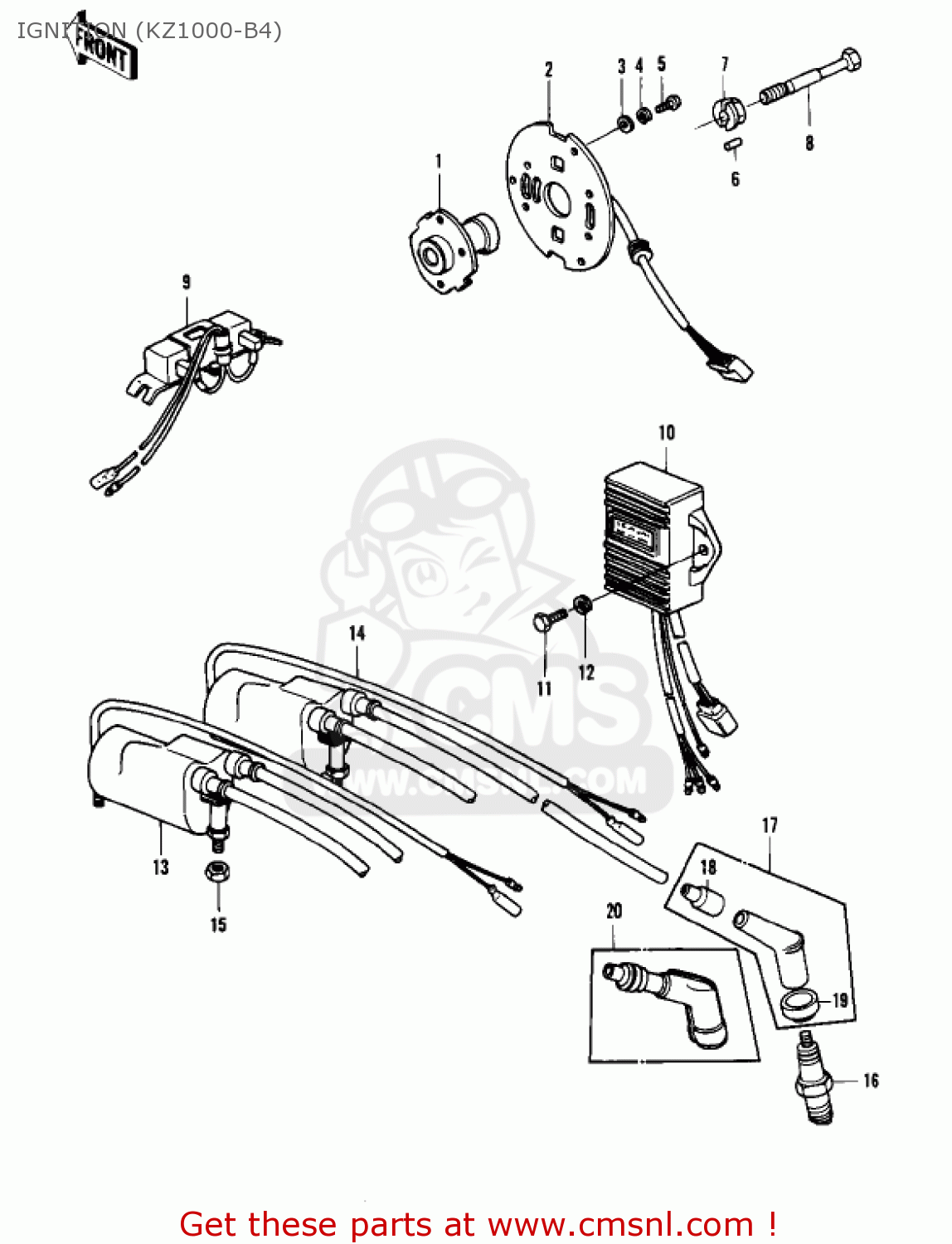 IGNITION (KZ1000-B4) KZ1000B1 KZ1000 LTD 1977 USA CANADA