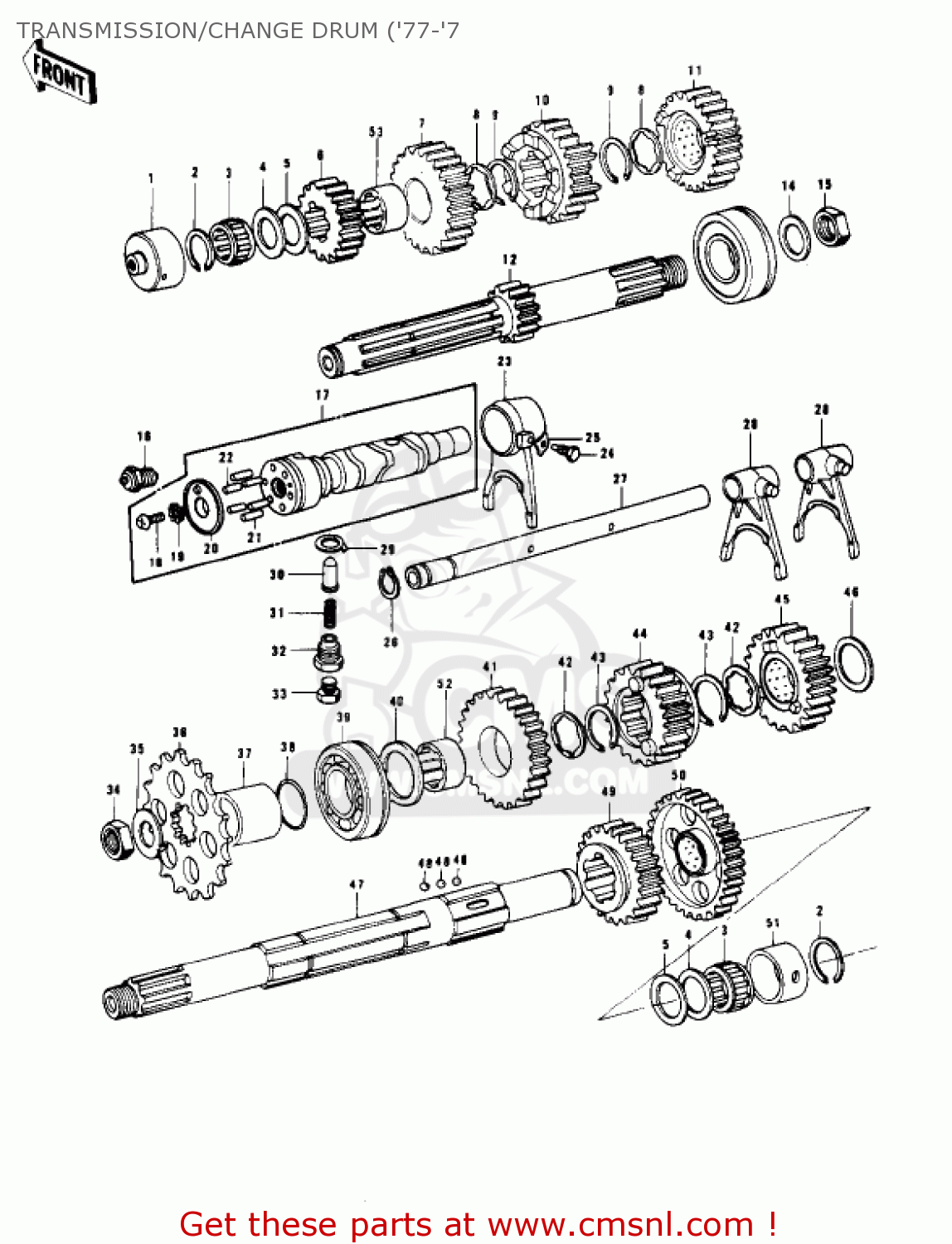 TRANSMISSION/CHANGE DRUM ('77-'7 KZ1000B1 KZ1000 LTD 1977 USA CANADA